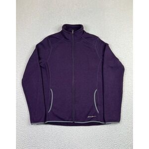 Eddie Bauer Jacket Womens Large Purple Full Zip Fleece Mock Neck Outdoor